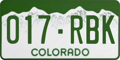 CO license plate 017RBK