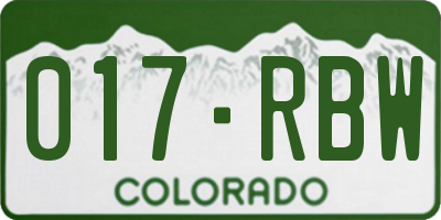 CO license plate 017RBW