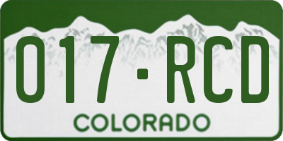 CO license plate 017RCD