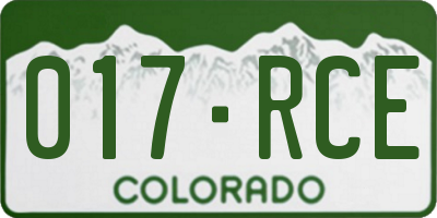 CO license plate 017RCE