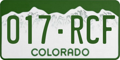 CO license plate 017RCF