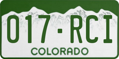 CO license plate 017RCI
