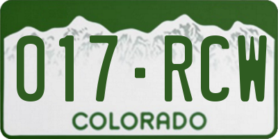 CO license plate 017RCW