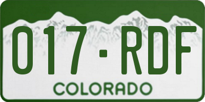 CO license plate 017RDF