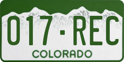 CO license plate 017REC