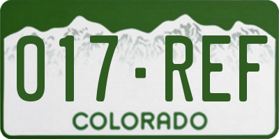 CO license plate 017REF