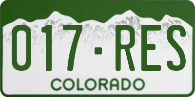 CO license plate 017RES