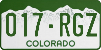 CO license plate 017RGZ