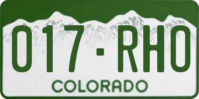 CO license plate 017RHO