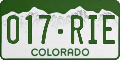 CO license plate 017RIE