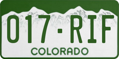 CO license plate 017RIF