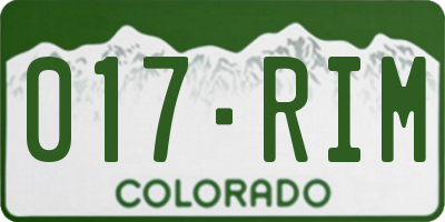 CO license plate 017RIM