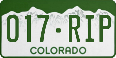CO license plate 017RIP
