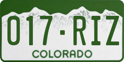 CO license plate 017RIZ