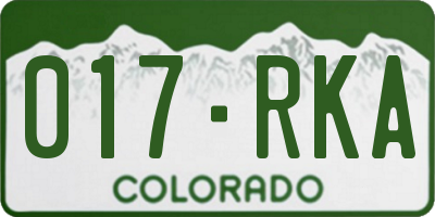 CO license plate 017RKA