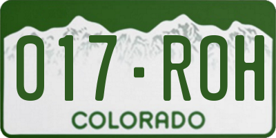 CO license plate 017ROH