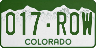 CO license plate 017ROW