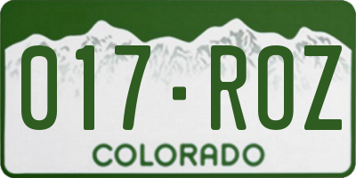CO license plate 017ROZ
