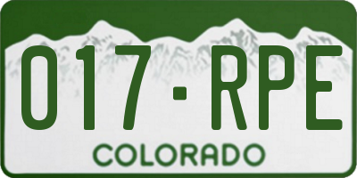 CO license plate 017RPE