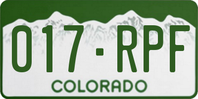 CO license plate 017RPF