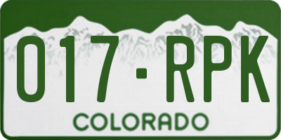 CO license plate 017RPK