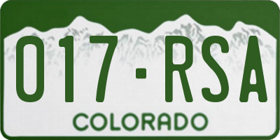CO license plate 017RSA
