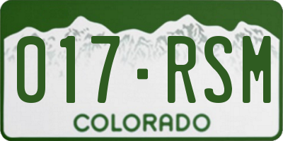 CO license plate 017RSM