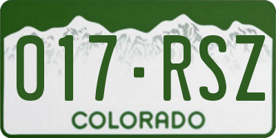 CO license plate 017RSZ