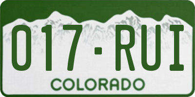 CO license plate 017RUI