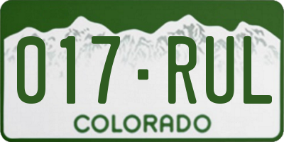 CO license plate 017RUL