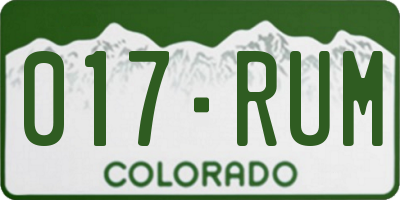CO license plate 017RUM