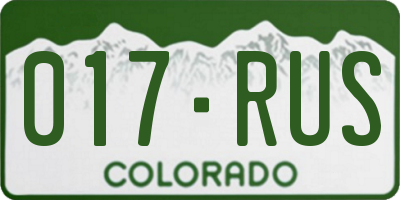 CO license plate 017RUS
