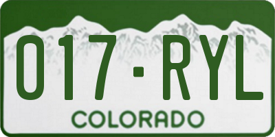 CO license plate 017RYL