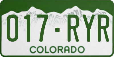 CO license plate 017RYR