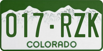 CO license plate 017RZK