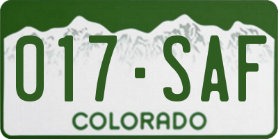 CO license plate 017SAF