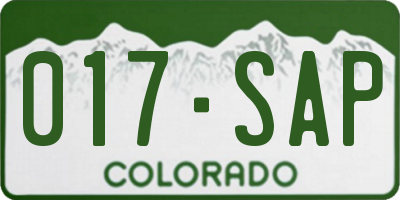 CO license plate 017SAP