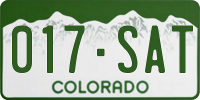 CO license plate 017SAT