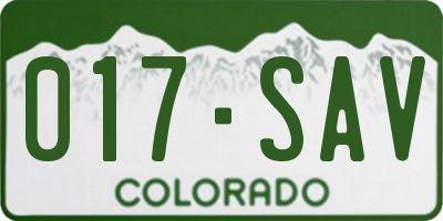 CO license plate 017SAV