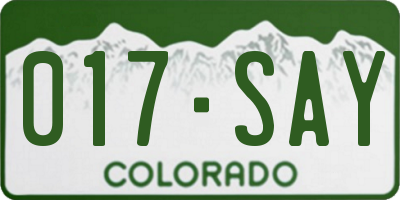 CO license plate 017SAY