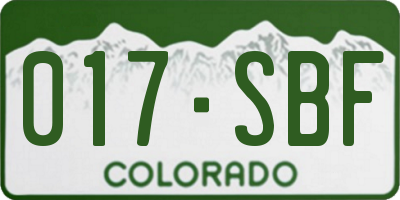 CO license plate 017SBF