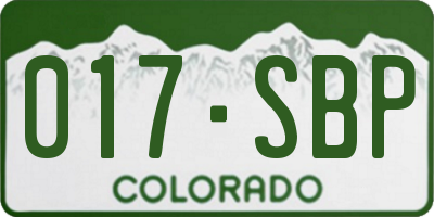 CO license plate 017SBP