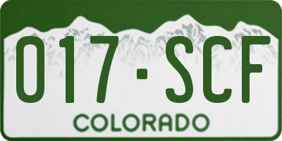 CO license plate 017SCF
