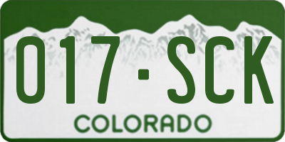 CO license plate 017SCK