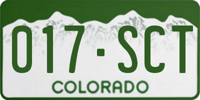 CO license plate 017SCT