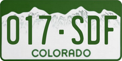 CO license plate 017SDF