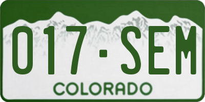 CO license plate 017SEM