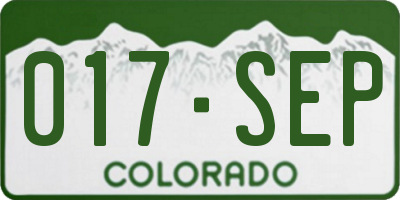 CO license plate 017SEP