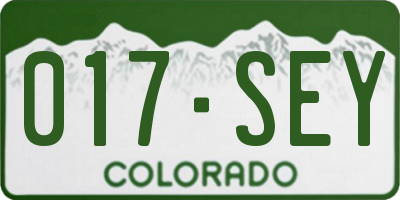 CO license plate 017SEY