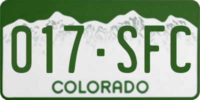 CO license plate 017SFC